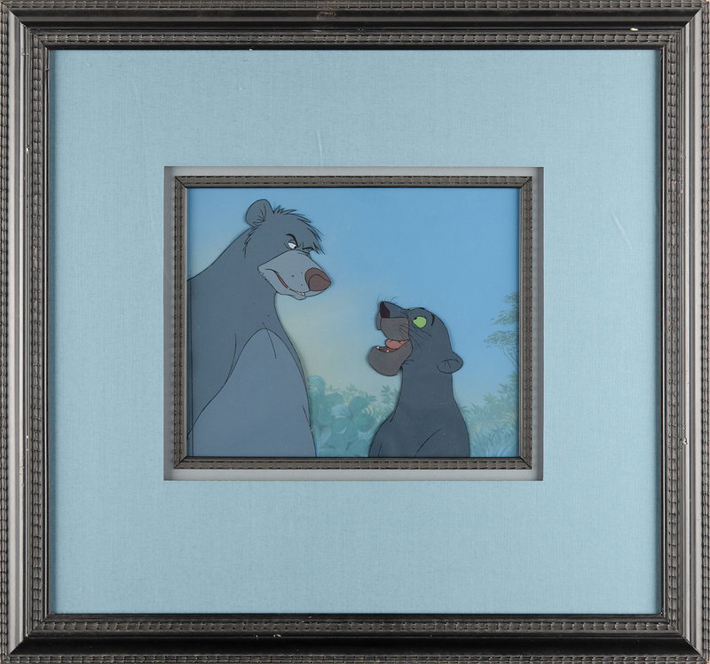 Lot 643 Baloo and Bagheera production cels and production background from The Jungle Book