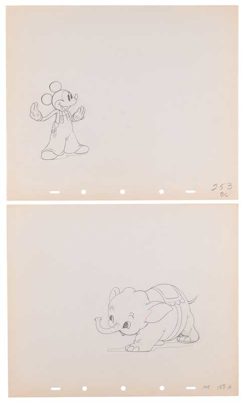 Lot 664 Mickey Mouse and Bobo the Elephant (2) production drawings from Mickey's Elephant