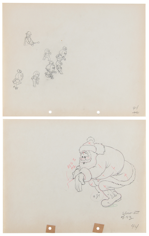 Lot 663 Santa Claus and children (2) production drawings from The Night Before Christmas