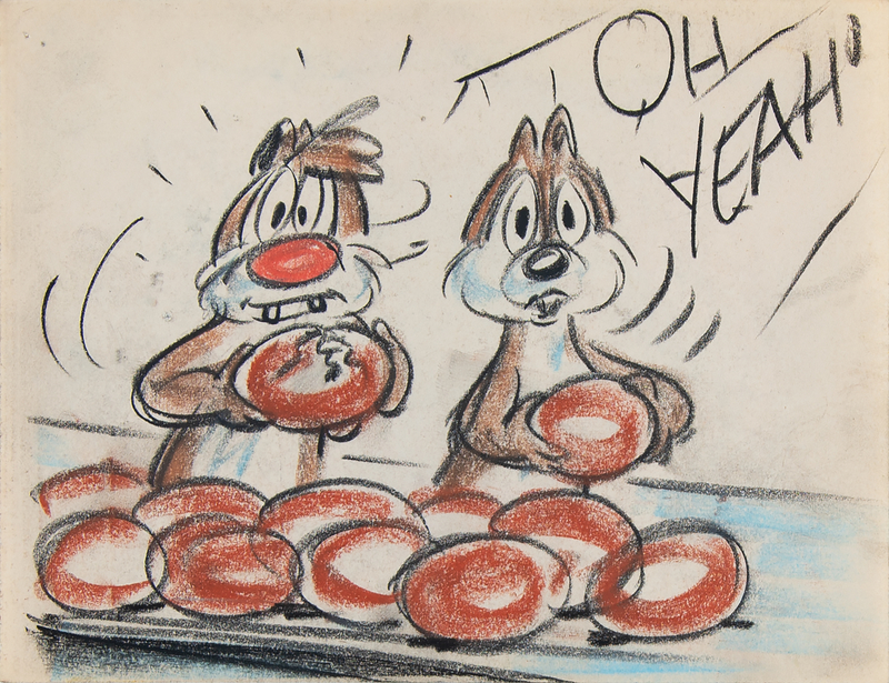 Lot 688 Chip and Dale production storyboard drawing from Two Chips and a Miss