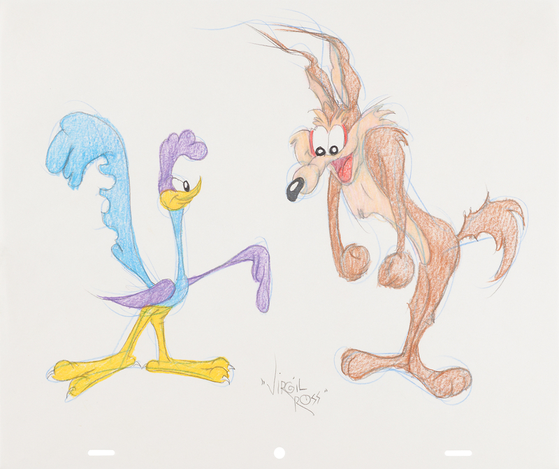 Lot 709 Virgil Ross Original Drawing of the Road Runner and Wile E. Coyote