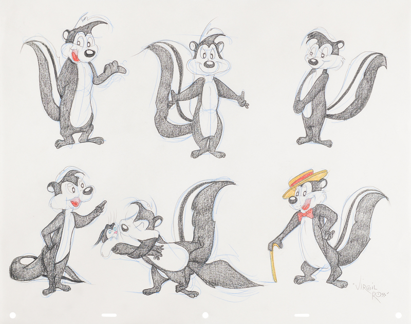 Lot 707 Virgil Ross Original Model Drawing of Pepé Le Pew