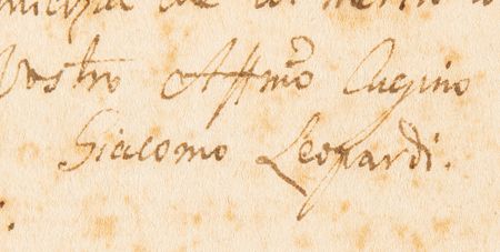 Lot #256 Giacomo Leopardi Autograph Letter Signed on Poetry, Sending His 