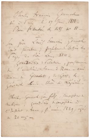 Lot #350 Charles Gounod Autograph Autobiography