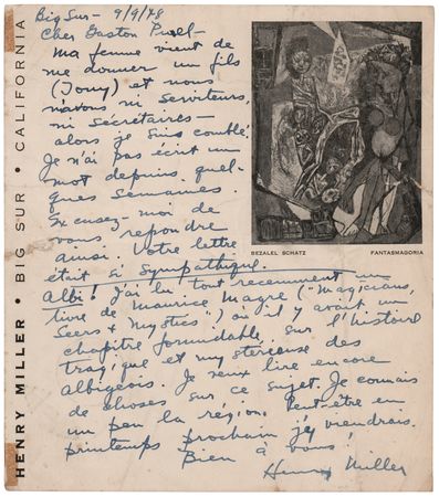 Lot #308 Henry Miller Autograph Letter Signed - Image 1