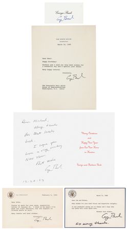 Lot #22 George Bush (5) Signed Items