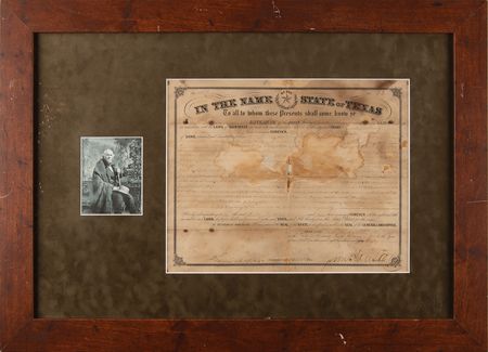 Lot #116 Sam Houston Document Signed as Governor
