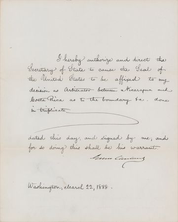 Lot #25 Grover Cleveland Document Signed as