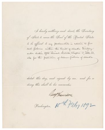 Lot #13 Benjamin Harrison Document Signed as