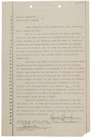 Lot #368 George and Ira Gershwin Document Signed,