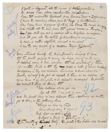 Lot #348 William S. Gilbert Handwritten Synopsis of 'The Pirates of Penzance,' with Extensive Lyrical Quotations - Image 4
