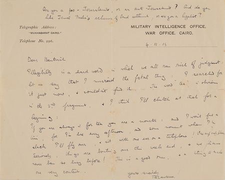 Lot #254 T. E. Lawrence Autograph Letter Signed,