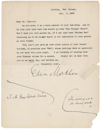 Lot #251 Joyce Kilmer Archive: (2) Signed Books (Trees and Other Poems, The Younger Choir), (4) Signed Letters, and Autograph Manuscript of “Poets” - Image 10