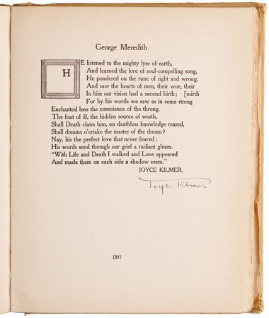 Lot #251 Joyce Kilmer Archive: (2) Signed Books (Trees and Other Poems, The Younger Choir), (4) Signed Letters, and Autograph Manuscript of “Poets” - Image 4