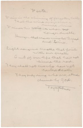 Lot #251 Joyce Kilmer Archive: (2) Signed Books (Trees and Other Poems, The Younger Choir), (4) Signed Letters, and Autograph Manuscript of “Poets” - Image 8
