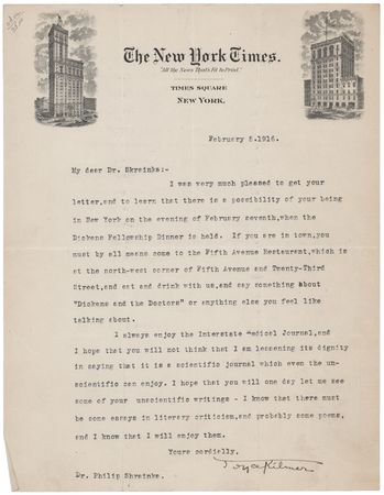 Lot #251 Joyce Kilmer Archive: (2) Signed Books (Trees and Other Poems, The Younger Choir), (4) Signed Letters, and Autograph Manuscript of “Poets” - Image 9