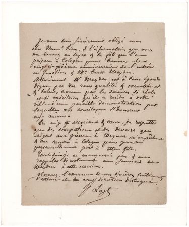 Lot #352 Franz Liszt Autograph Letter Signed