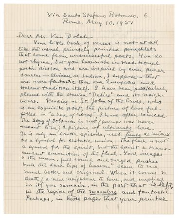 Lot #321 George Santayana Autograph Letter Signed on Poetry, Mysticism, Nirvana, and Religious Symbolism - Image 1
