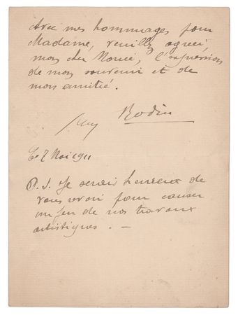 Lot #229 Auguste Rodin Autograph Letter Signed to Charles Morice, Concerning the Publication of Les Cathédrales de France in Le Temps - Image 2