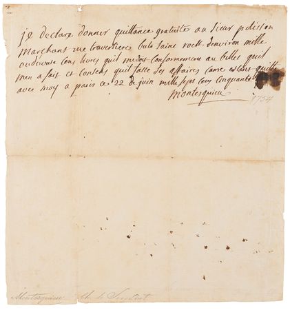 Lot #144 Montesquieu Autograph Document Signed