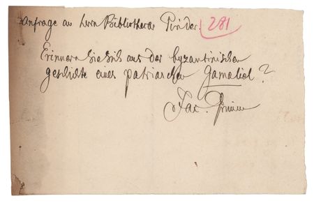 Lot #292 Jacob Grimm Autograph Note Signed