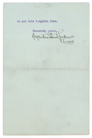 Lot #230 Augustus Saint-Gaudens Typed Letter Signed - Image 2