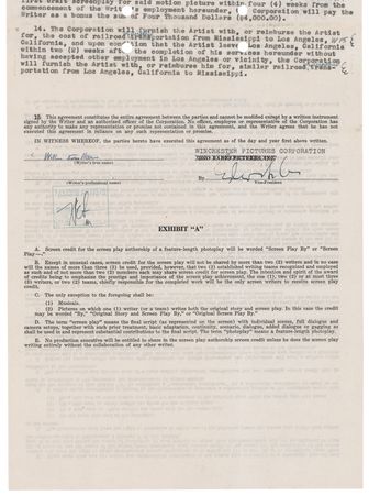 Lot #289 William Faulkner Signed Screenwriting Contract for The Left Hand of God (1951) - Image 1