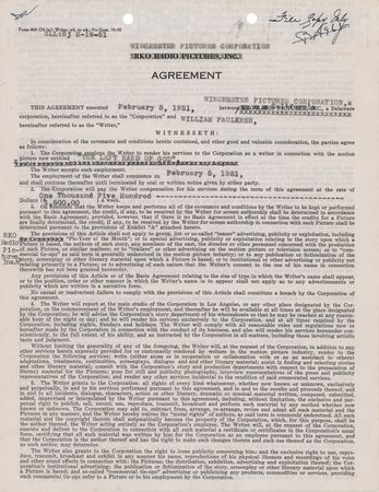 Lot #289 William Faulkner Signed Screenwriting Contract for The Left Hand of God (1951) - Image 2