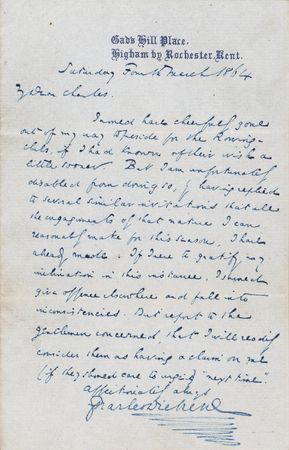 Lot #245 Charles Dickens Autograph Letter Signed