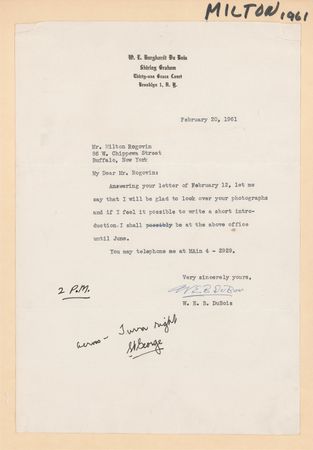 Lot #128 W. E. B. Du Bois Typed Letter Signed