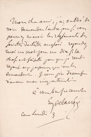 Lot #200 Eugène Delacroix Autograph Letter Signed