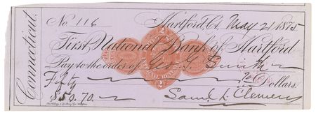 Lot #241 Samuel L. Clemens Signed Check, Dated to