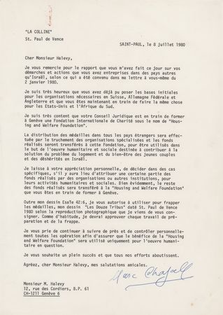 Lot #211 Marc Chagall Typed Letter Signed,