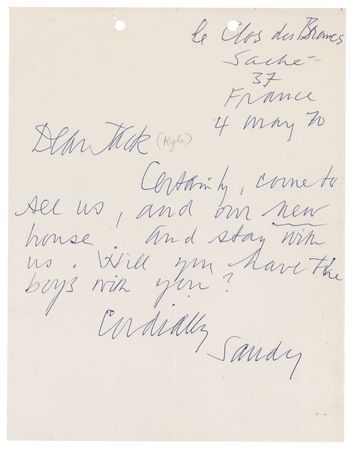 Lot #210 Alexander Calder Autograph Letter Signed