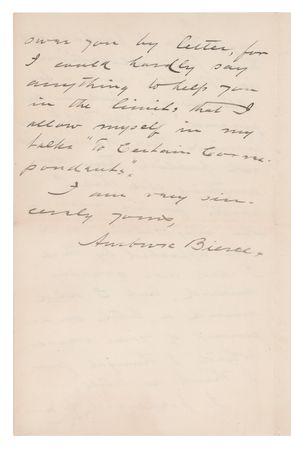 Lot #271 Ambrose Bierce Autograph Letter Signed on Publishing with William Randolph Hearst - Image 2