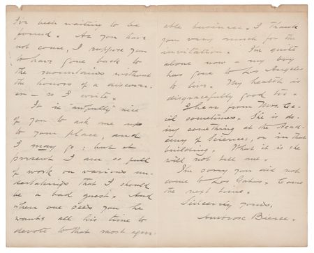 Lot #272 Ambrose Bierce Autograph Letter Signed: 