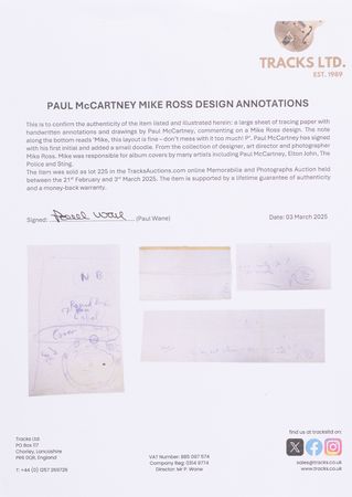 Lot #462 Paul McCartney Autograph Note Signed to Designer Mike Ross - Image 3