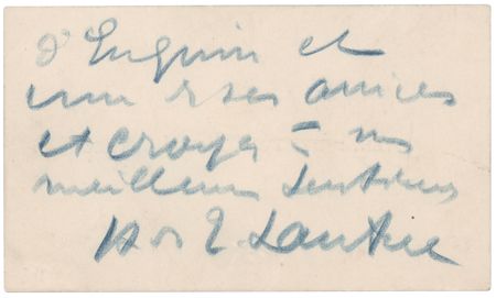 Lot #231 Henri de Toulouse-Lautrec Autograph Note Signed on Calling Card - Image 1