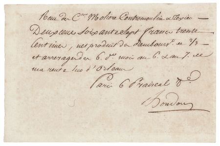 Lot #201 Jean-Antoine Houdon Autograph Document