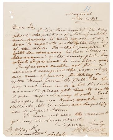 Lot #121 John Abbott Letter Signed on an Election