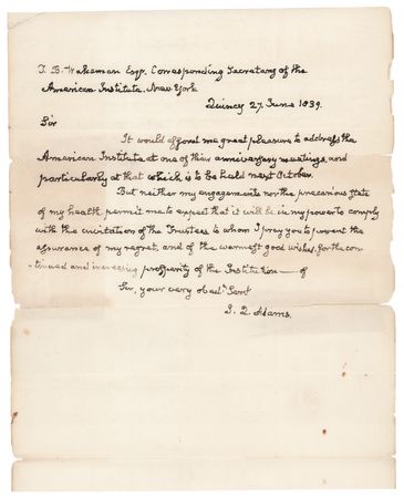 Lot #2 John Quincy Adams Autograph Letter Signed,