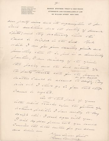 Lot #24 Grover Cleveland Autograph Letter Signed Between Presidential Terms - “I want to see the democracy of this state triumphant” - Image 3