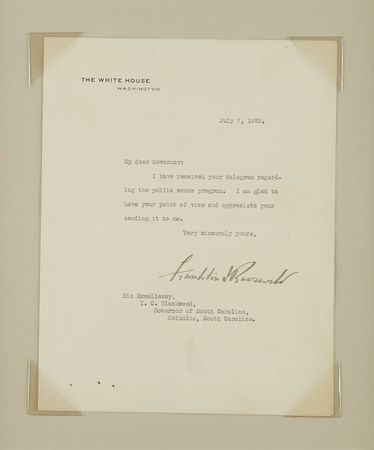 Lot #58 Franklin D. Roosevelt Typed Letter Signed as President to the Governor of South Carolina on a 