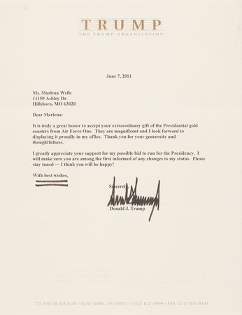 Lot #67 Donald Trump Typed Letter Signed on His 