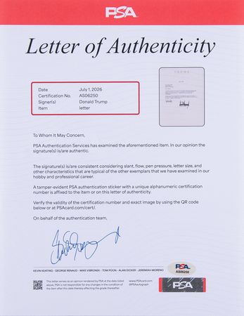 Lot #67 Donald Trump Typed Letter Signed on His 