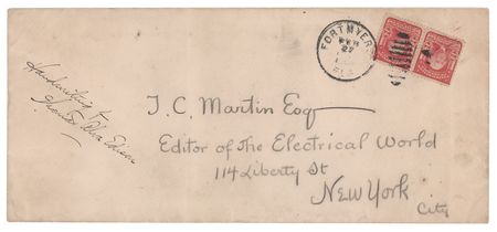 Lot #130 Thomas Edison Hand-Addressed Mailing