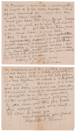 Lot #135 Charlotte Perkins Gilman (2) Autograph Letters Signed - Image 3