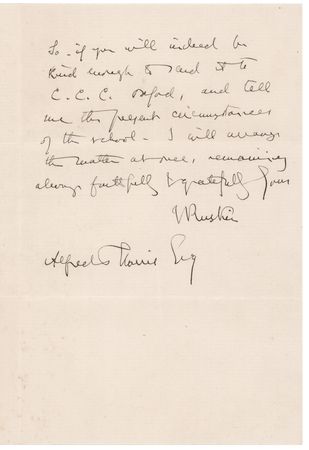 Lot #320 John Ruskin Autograph Letter Signed on a Painting with 