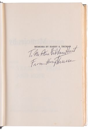 Lot #62 Harry S. Truman (2) Signed Books - Memoirs: Year of Decisions and Years of Trial and Hope - Image 3