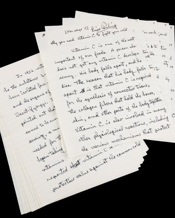 Lot #103 Linus Pauling Autograph Manuscript